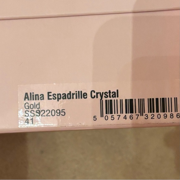 NWB Sophia Webster Alina Gold Espadrille Open Wedge Platform Heel Shoes Crystal - Picture 10 of 10